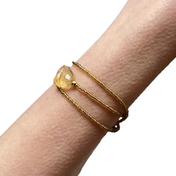 citrine gemstone necklace seed beads necklace - Picture 3 of 16